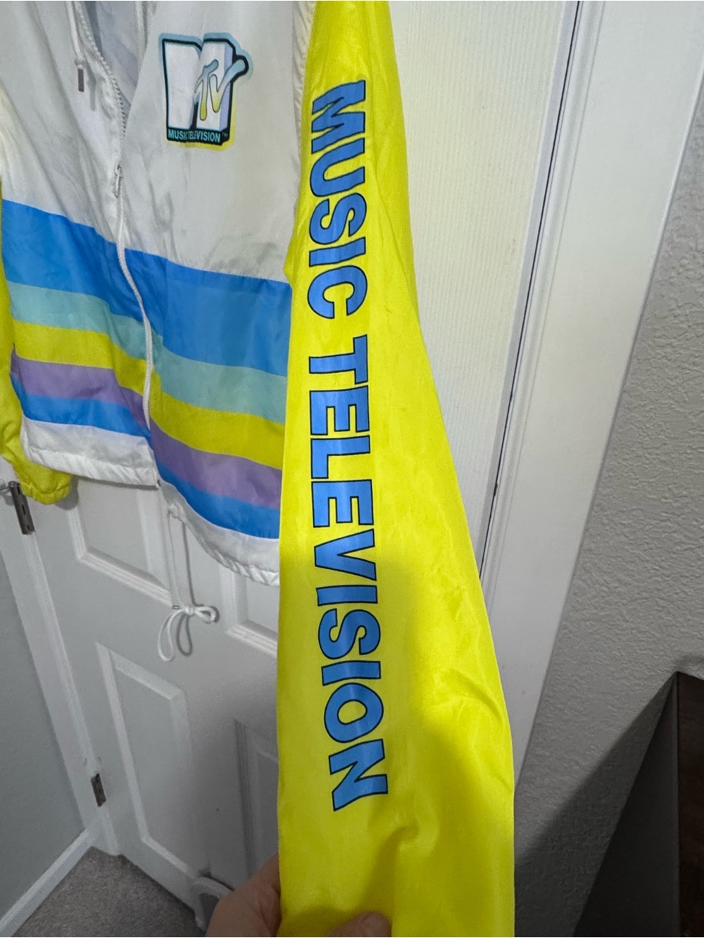 MTV Colorblock Windbreaker Jacket - White, Yellow & Blue - Picture 5 of 5